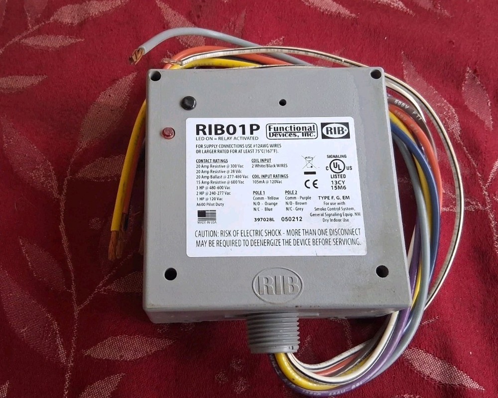 RIB01P functional devices Inc Relay, 20-Amp, 120V