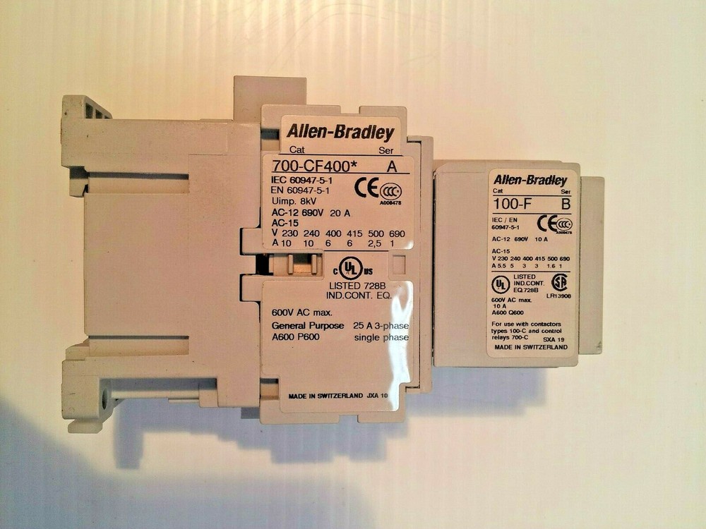 ALLEN BRADLEY – 700-CF400 Ser A CONTACTOR W/ RELAY 100F 25a 3 Phase