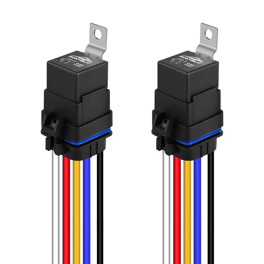 5-Pin Waterproof Relay Kit 40/30 AMP 12V Relay Switch with Harness 12&16 AWG Tin