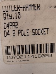 Eaton CH, Box Of 10, D4PA2 D4 2 POLE SOCKET, Socket-002, 11x8C BOX OF 10, NEW