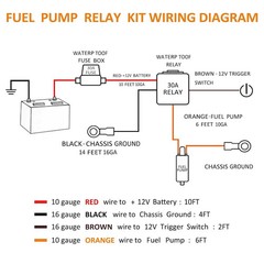 12V Universal Fuel Pump Relay Harness Kit for Electric Pump, 40 Amp
