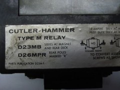 CUTLER HAMMER D23MB RELAY (AS PICTURED) UNMP