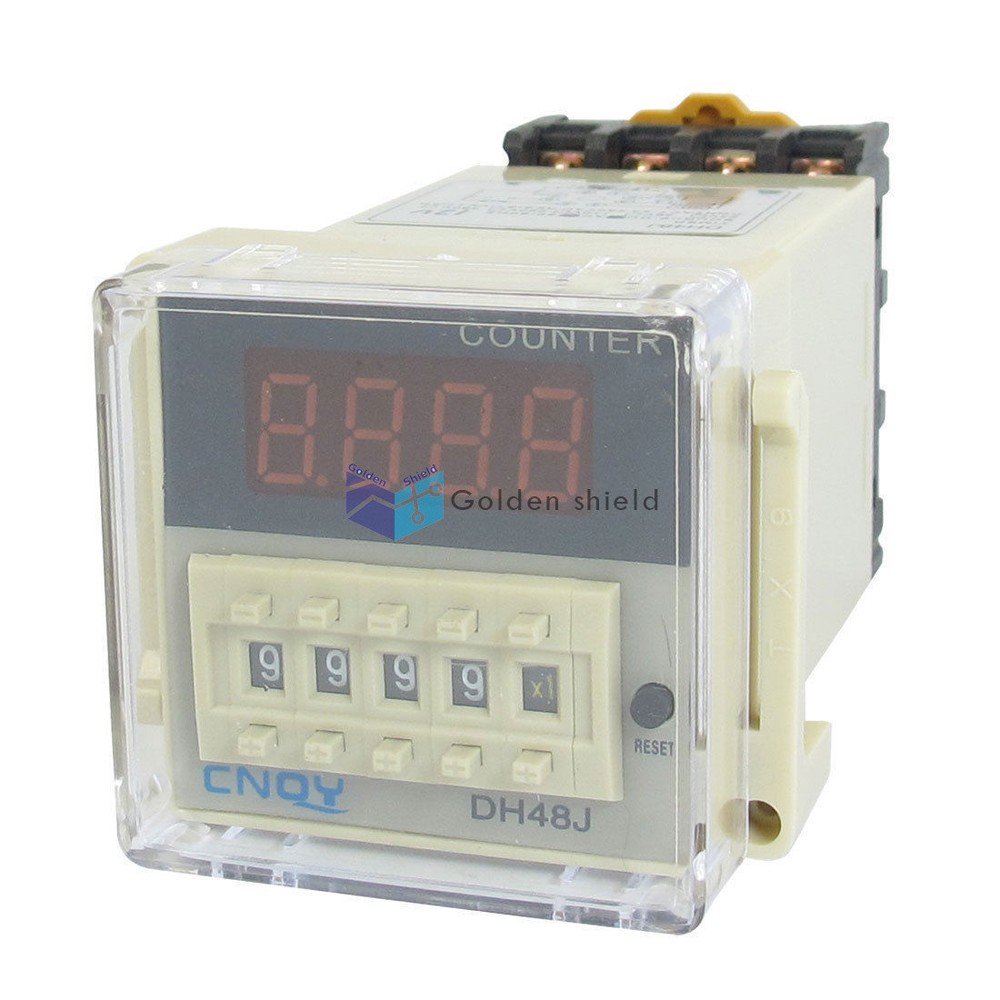 DH48J 1-999900 Count Up Digital Counter Relay w Base AC/DC 12V 50/ 60Hz✦Kd