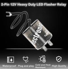 2-Pack 2-Pin LED Flasher Relay with Ground Wire & Connector Pigtail Harness – 12