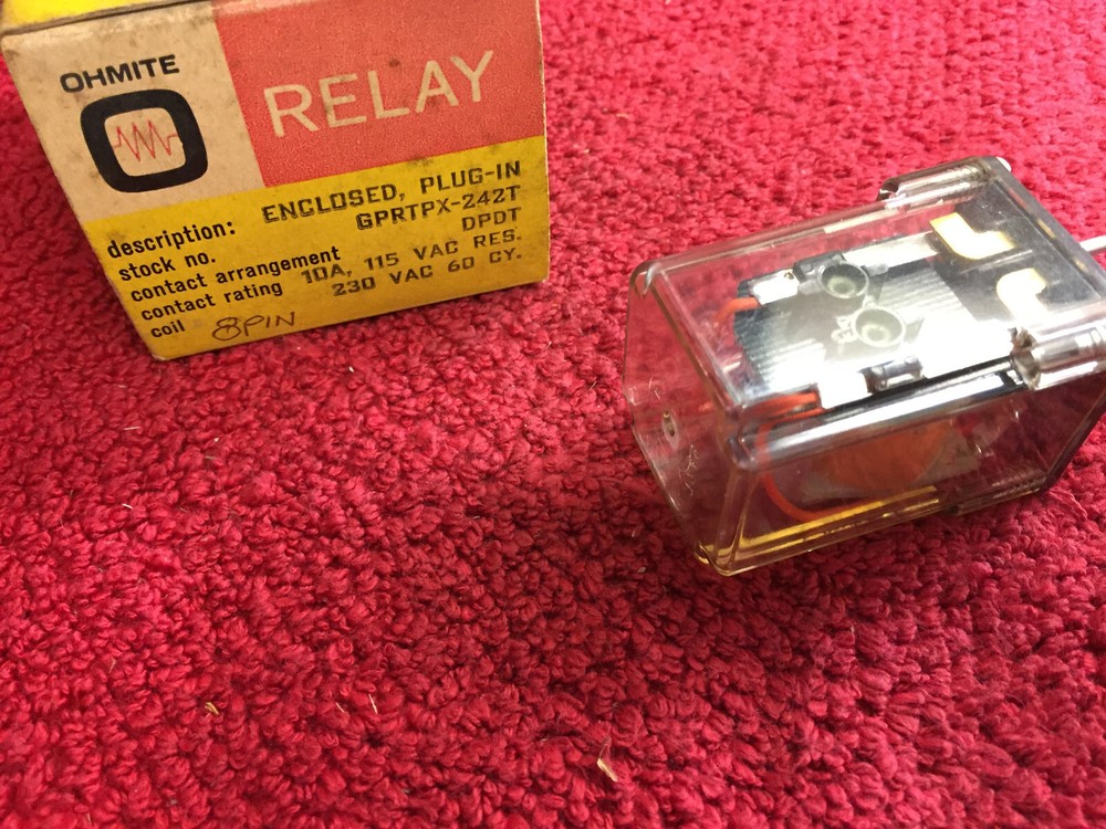 GPRTPX-242T 10A 115V 60CY DPDT OHMITE RELAY NEW OLD STOCK