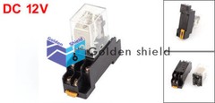 JQX-13F 8 Pin DPDT Electromagnetic Power Relay w Socket Base Coil DC 12V✦Kd