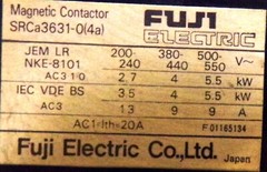 FUJI ELECTRIC AUX. RELAY SRCA3631-0(4A) AND TR-0 COIL 200-240, 380-440, 500-550V