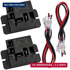 Tnisesm 2PCS Power Relay SPST(1 NO) DC24V Coil, 30A SPST 120 VAC with Flange Mou