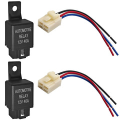 FLS821 Relay 12V 40A with Pigtail Wire Connector (Pack of 2) – Universal SPST 4-