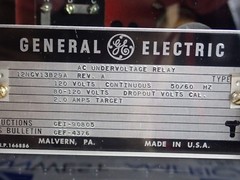 GENERAL ELECTRIC 12NGV13B29A REV A AC UNDERVOLTAGE RELAY 80-120V