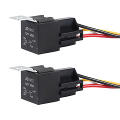 2 Pack 12V 40A 4 Pin SPST Car Relay with Harness Socket Wire Automotive Truck