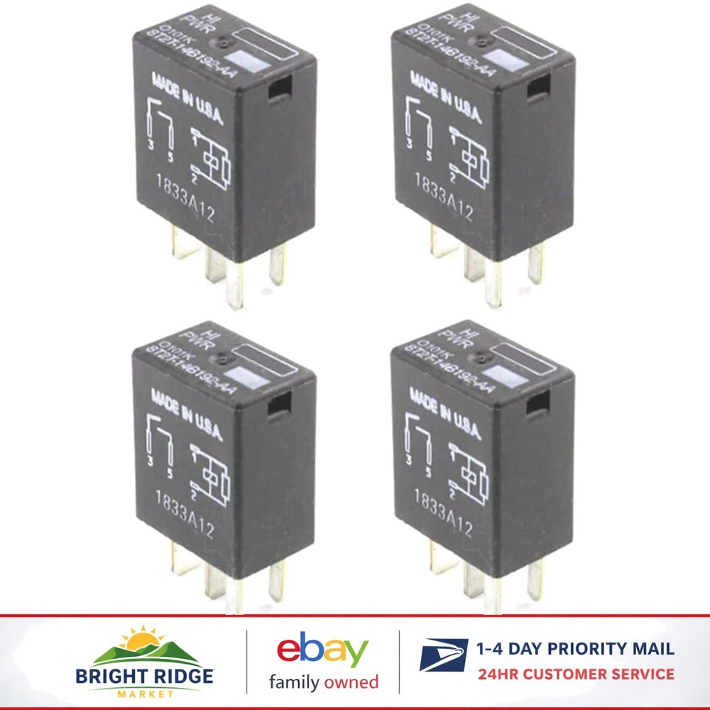 Automotive Relay Set, 4 Pieces with 12V Coil Voltage for Reliable Performance