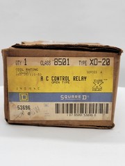 Square D 8501 XO-20 AC Control Relay 20A 2NO/0NC Series A 120/110V Coil