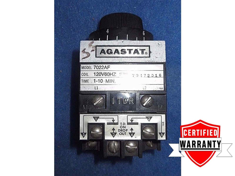 Agastat 7022AF Timer 1-10min 120V 60Hz 1 YR Warranty