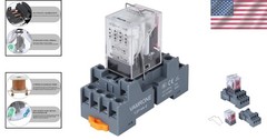 Electromagnetic Power Relay 14-Pin 24V DC 5A DPDT Socket Base LED Indicator