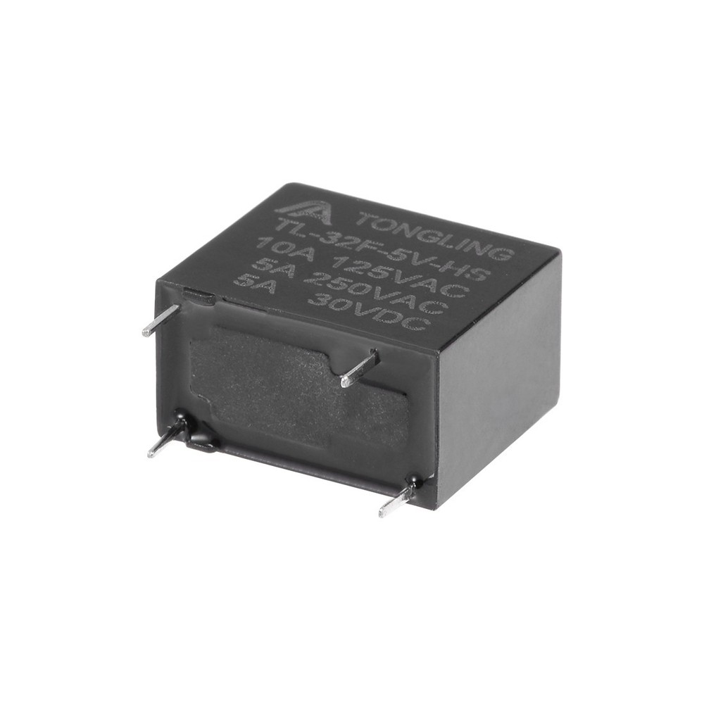 TL-32F-5V-HS DC 5V Coil SPST 4 Pin PCB Electromagnetic Power Relay Black,5Pcs