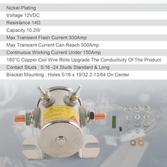 300A 12V DC Continuous Duty Solenoid Relay w/ Resistor & Diode for Golf Carts, M