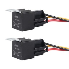 2pcs Car Relay with Harness 12V 40A 4 Pin SPST Harness Sockets with Col