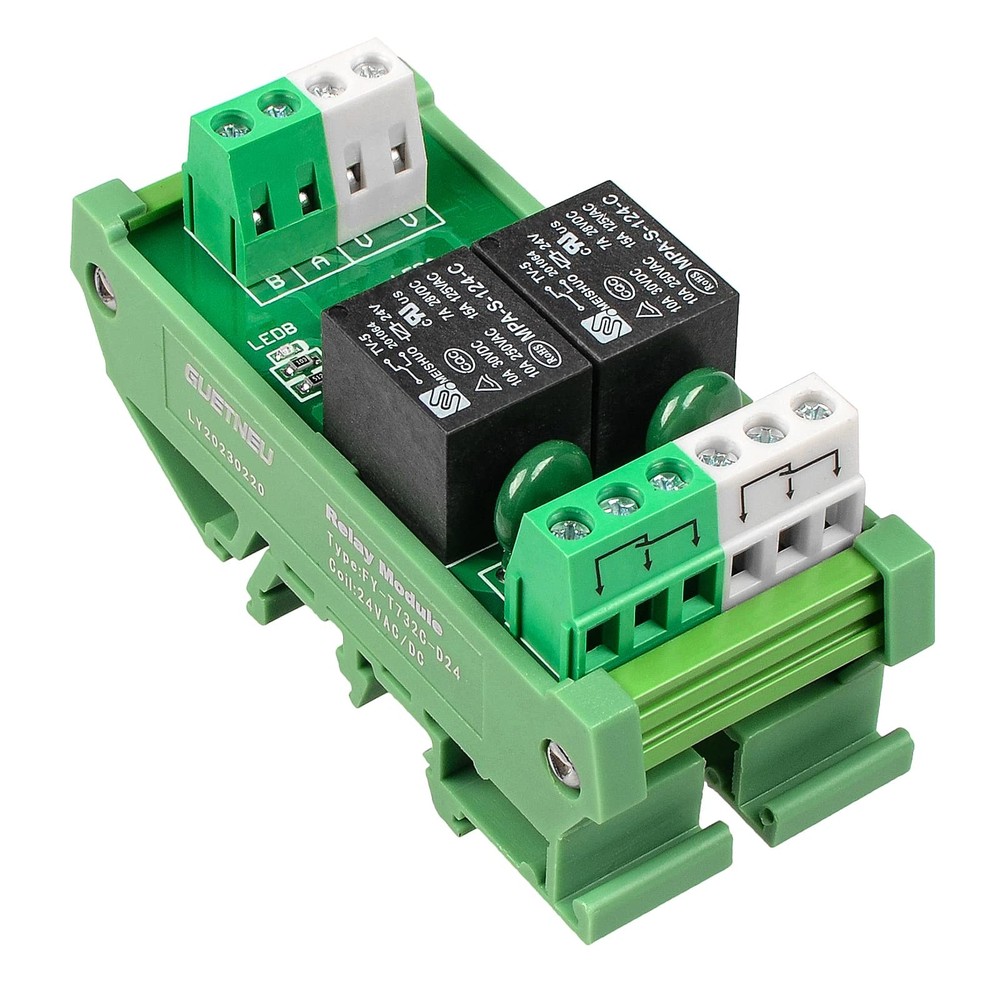 Relay Board Module 2 Channel 1 SPDT DIN Rail Mount 24V DC/AC FYT732CD24