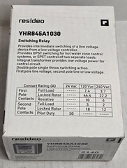 Resideo Switching Relay DPST & SPST, 120V, 50/60Hz, 2-wire, YHR845A1030 2140