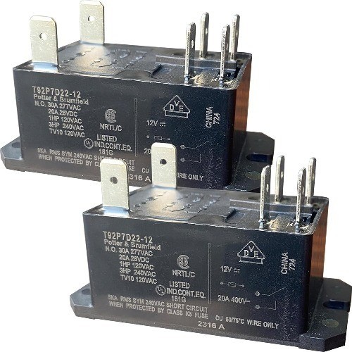 T92P7D22 12V 30A Power Relay 2 Pack DPST NO 6 Pin TE Potter Brumfield HVAC AC