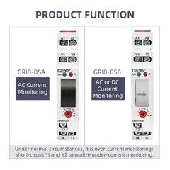 GEYA AC24-240V 2A-20A Current Monitor Relay Current Protection Straight-Through