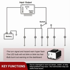 4PCS Flasher Relay Adjustable 2 Pin Electronic Blinker Relay 12V Fixes Motorc…