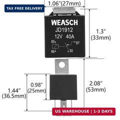2 Pack JD1912 Car Relay, 12V 40A, 4 Pins SPST, Automotive Switches and Starters,