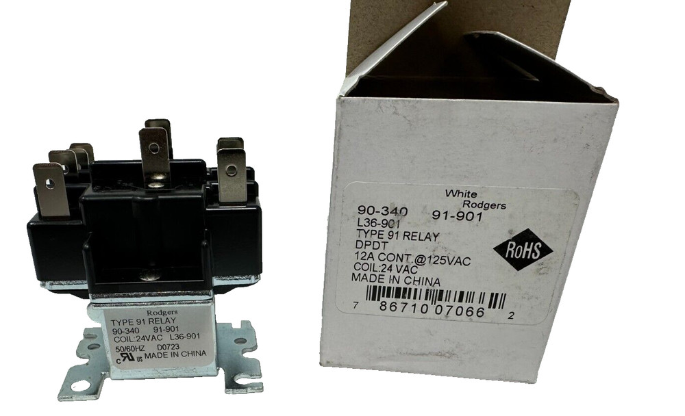 NEW White Rodgers 90-340 Switching Fan Relay, DPDT, 24V Fast Free Shipping!