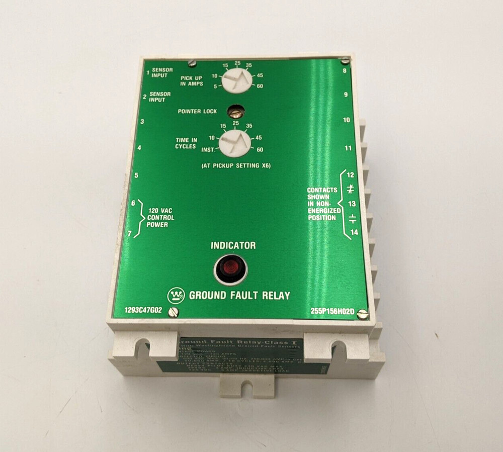 Westinghouse 1293C47G02 GFR60E Ground Fault Relay 5-60A Class I 120V 50/60Hz