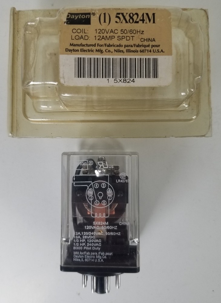 New Dayton 5X824M Relay 120VAC 50/60Hz 10A SPDT New Old Stock