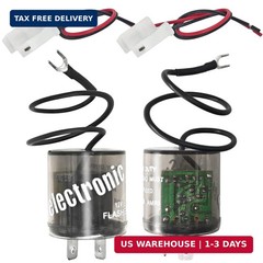 2-Pack 2-Pin LED Flasher Relay with Ground Wire & Connector Pigtail Harness – 12