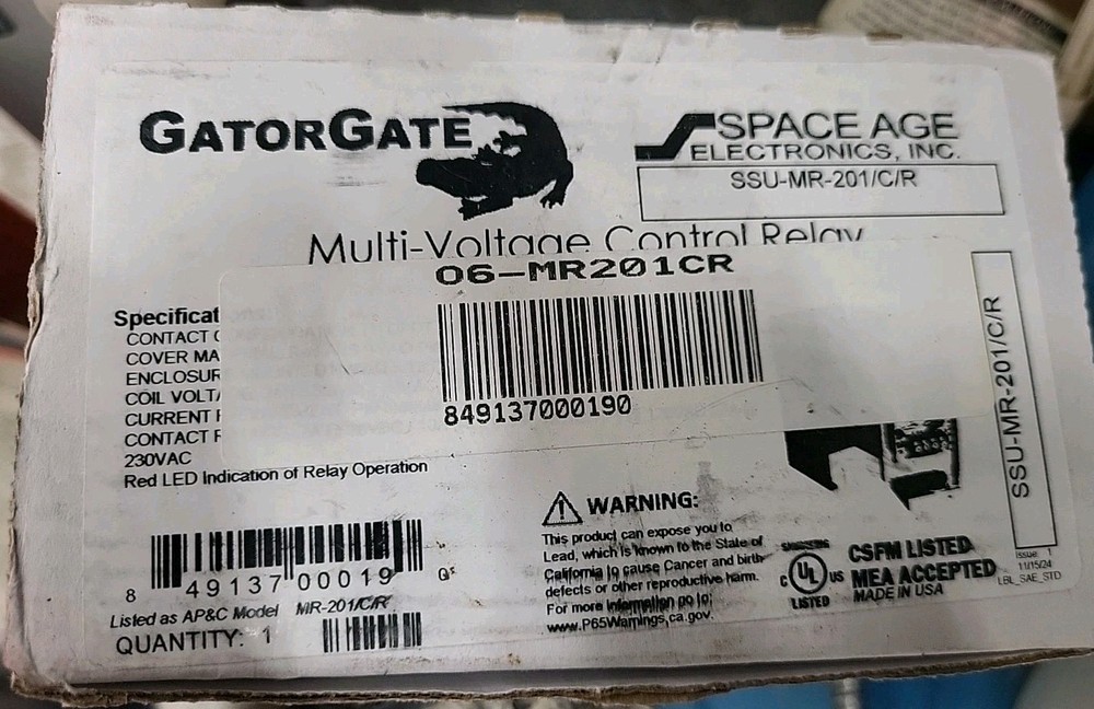 Gatorgate Multi-Voltage Control Relay SSU-MR-101/C/R