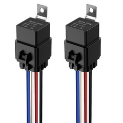 2Pcs 40/30 Amp Waterproof Relay Switch 12AWG Harness Set with Built-In Diode- 12