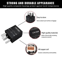 4-Pack 4 Pin 12V 30A Heavy Duty Stable Relay Replacement for Motor Automotive, M