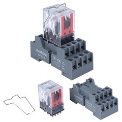 Electromagnetic Power Relay 14-Pin 24V DC 5A DPDT Socket Base LED Indicator