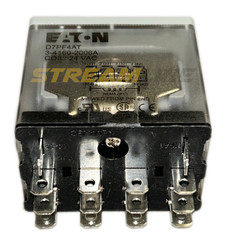 Eaton D7PF4AT General Purpose Relay, 15A, 24V Coil, 4PDT, Plug-In, Full Featured