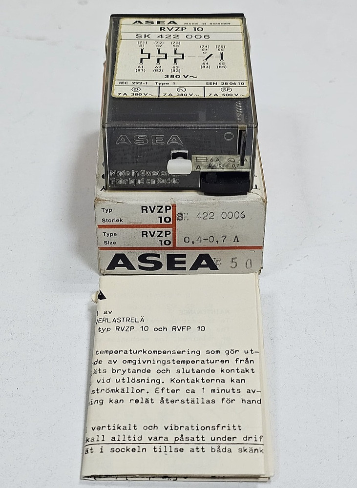 ASEA | RVZP 10 Overload Relay | SK 422 006 | 380V