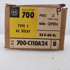 Allen Bradley Bulletin 700-C110A24 Series B Type C AC Relay 2 Poles 24 V-60Hz