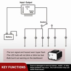 4PCS Flasher Relay Adjustable 2 Pin Electronic Blinker Relay 12V Fixes Motorcycl