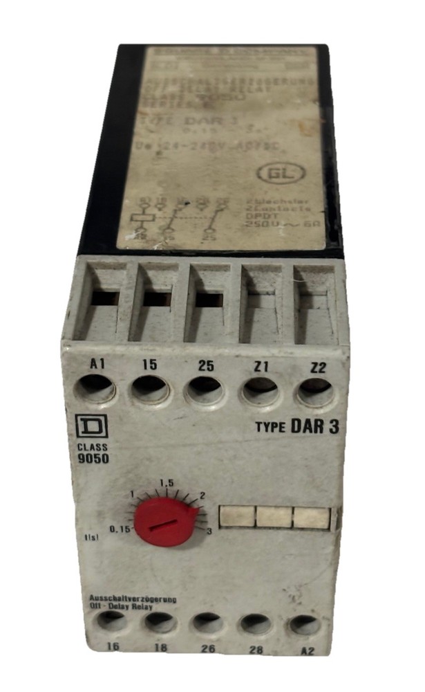 Square D DAR 3 Class 9050 Off – Delay / 110V / 0.15-3 Sec.