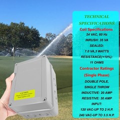 Pump Start Relay 1522 For Irrigation Systems3 HP / 110V / 220V 24V Coil Housing