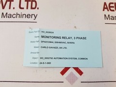 Carlo Gavazzi DPA01 3-Phase Voltage Monitoring Relay 208-480VAC 50-60Hz