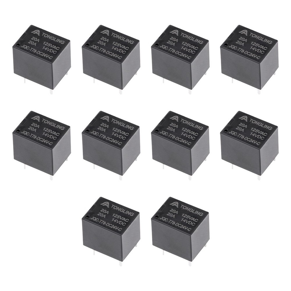 10 Pcs DC 24V Coil SPDT 5 Pin PCB Electromagnetic Power Relay NO+NC
