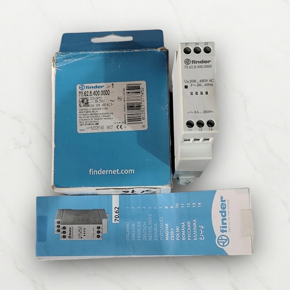 FINDER 70.62.8.400.0000 MONITORING RELAY 3 PHASE 208-440VAC FREE FAST SHIPPING