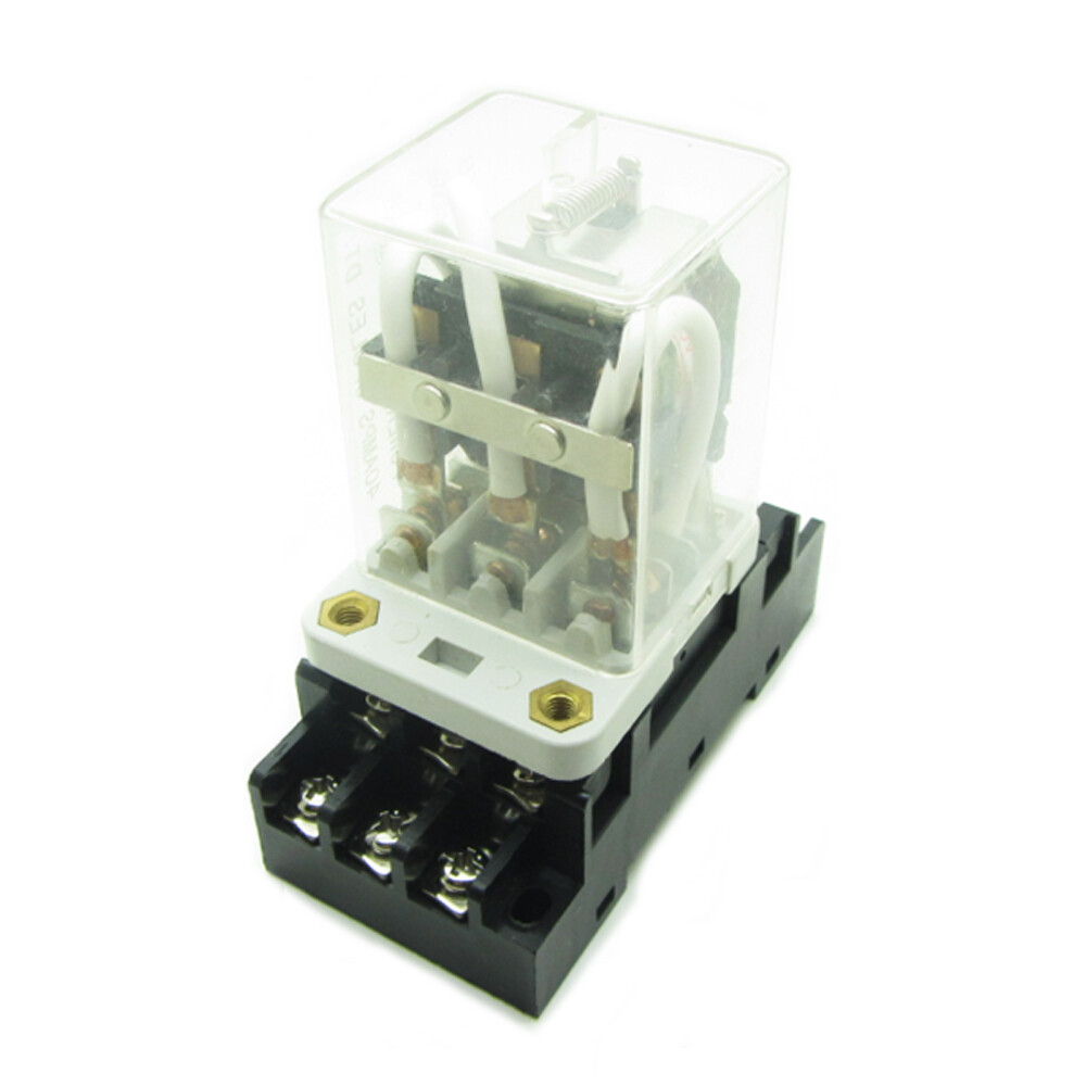 DC12V 24V AC220V Coil Power Relay 40A 3PDT 3 NO + 3 NC 11 Pins+ Din Rail Socket