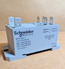 Schneider Electric RPF2AF7 Panel Mount Power Relay, 30A; DPST-NO; 120VAC