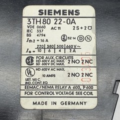 Siemens 3TH80 22-0A Contactor Control Relay 16A 4-Pole, 220V Coil