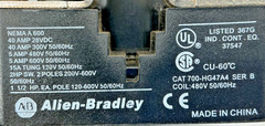 New Allen Bradley 700-HG47A4 Ser B Control Relay DPST-NO 40A 480V 50/60HZ