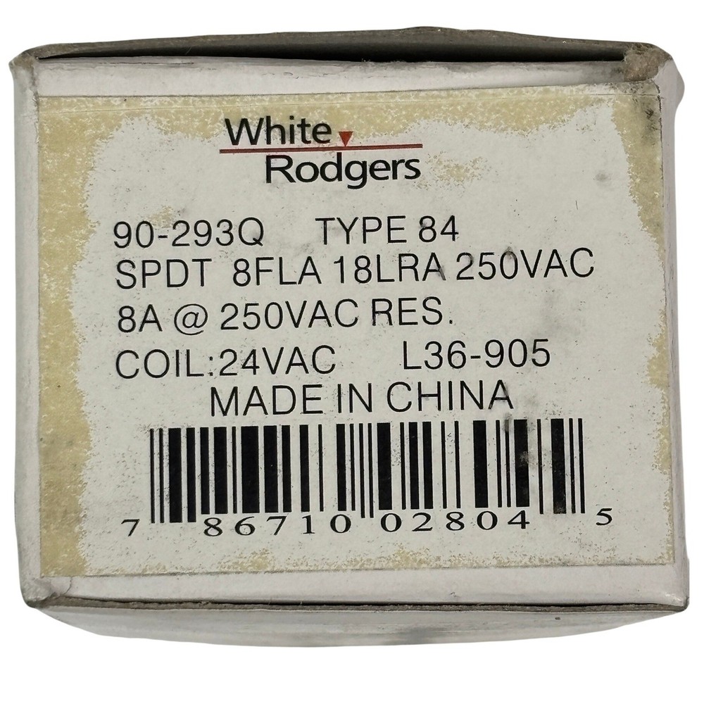 White Rodgers 90-293Q Type 84 SPDT Relay 24V Coil 8A 250VAC L36-905
